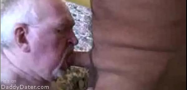  Silver Daddy Hairy Bear Grandpa with Dentures Sucking a Big Cock